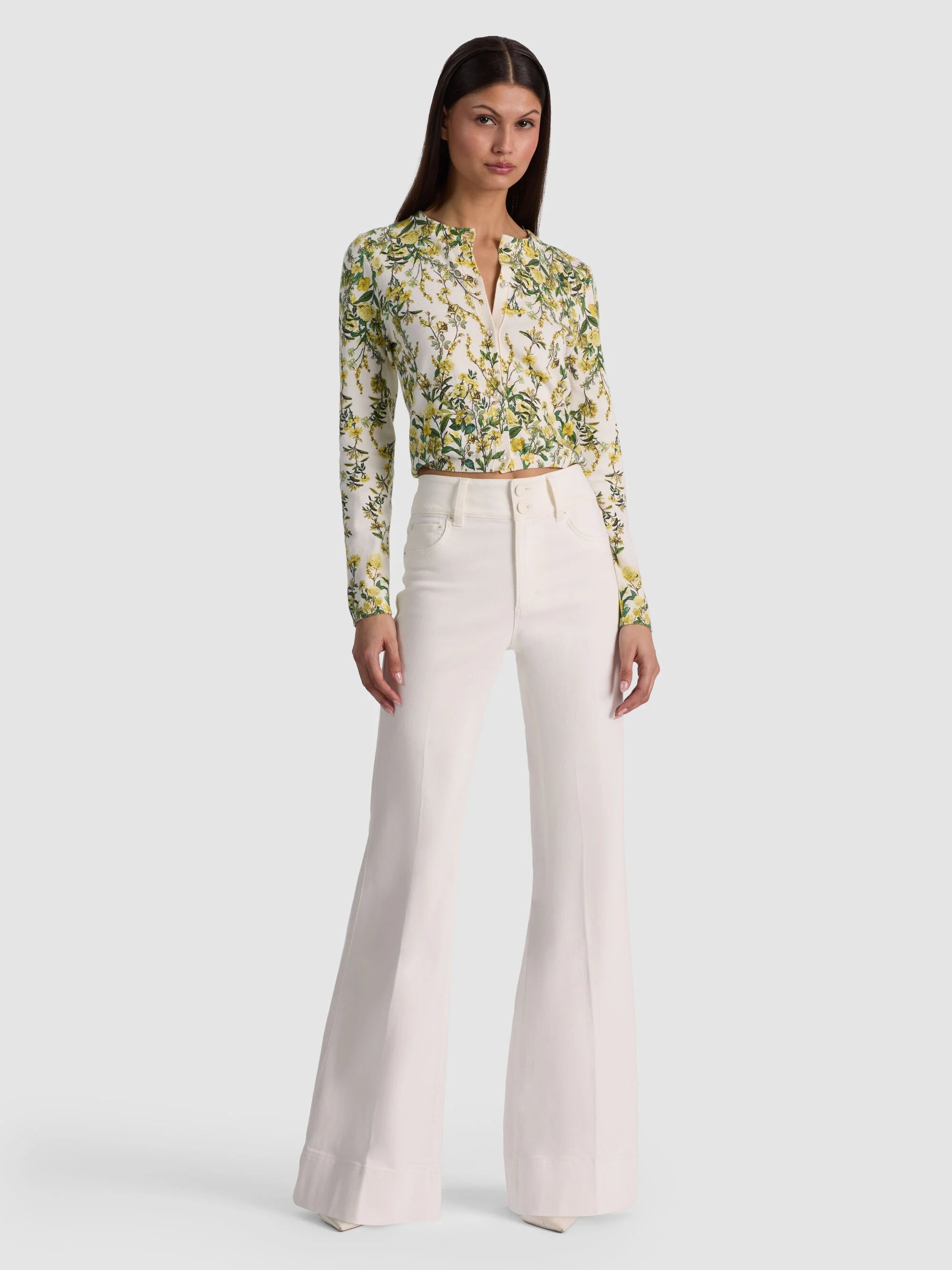 Alice + Olivia Carson Printed Cardigan - Fresh Air Butter