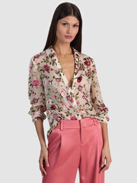Alice + Olivia Blouse boutonnée Eloise Blanc cassé
