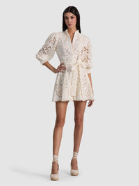 Alice + Olivia Lucy Mini Shirt Dress Off White