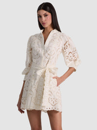 Alice + Olivia Lucy Mini Shirt Dress Off White