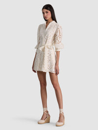 Alice + Olivia Lucy Mini Shirt Dress Off White