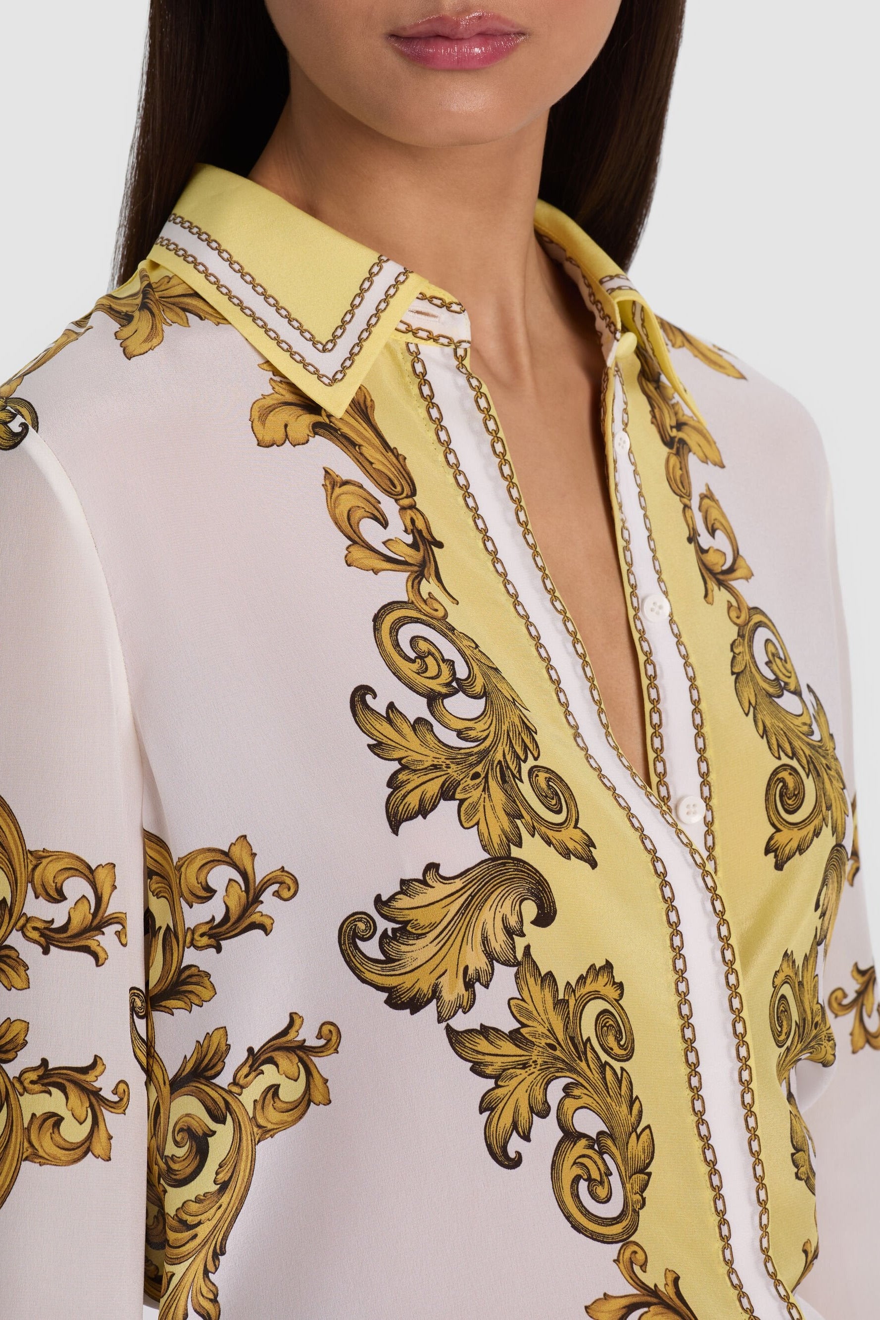 Alice + Olivia Willa Silk Blouse Golden Coast