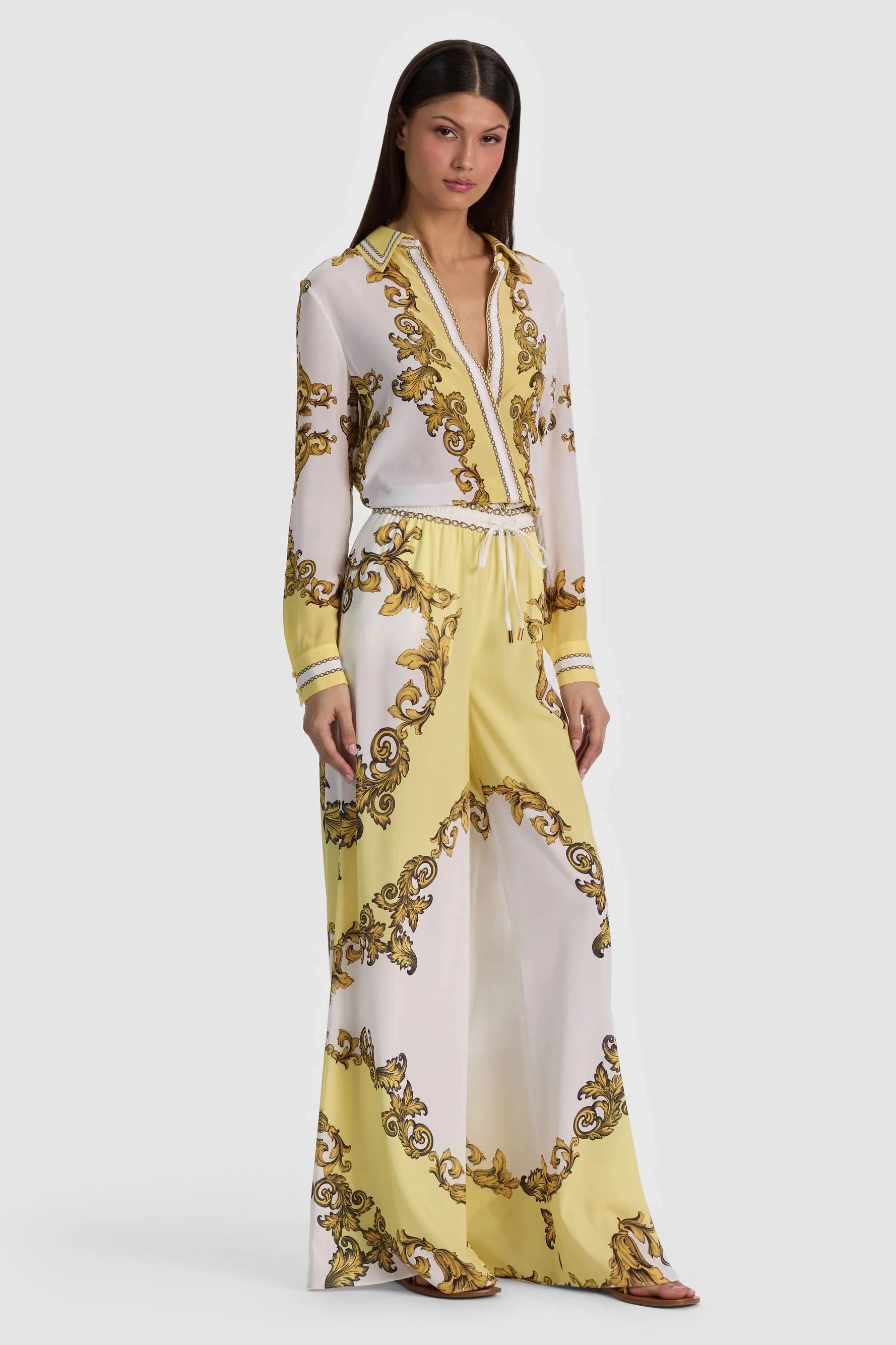 Alice + Olivia Willa Silk Blouse Golden Coast