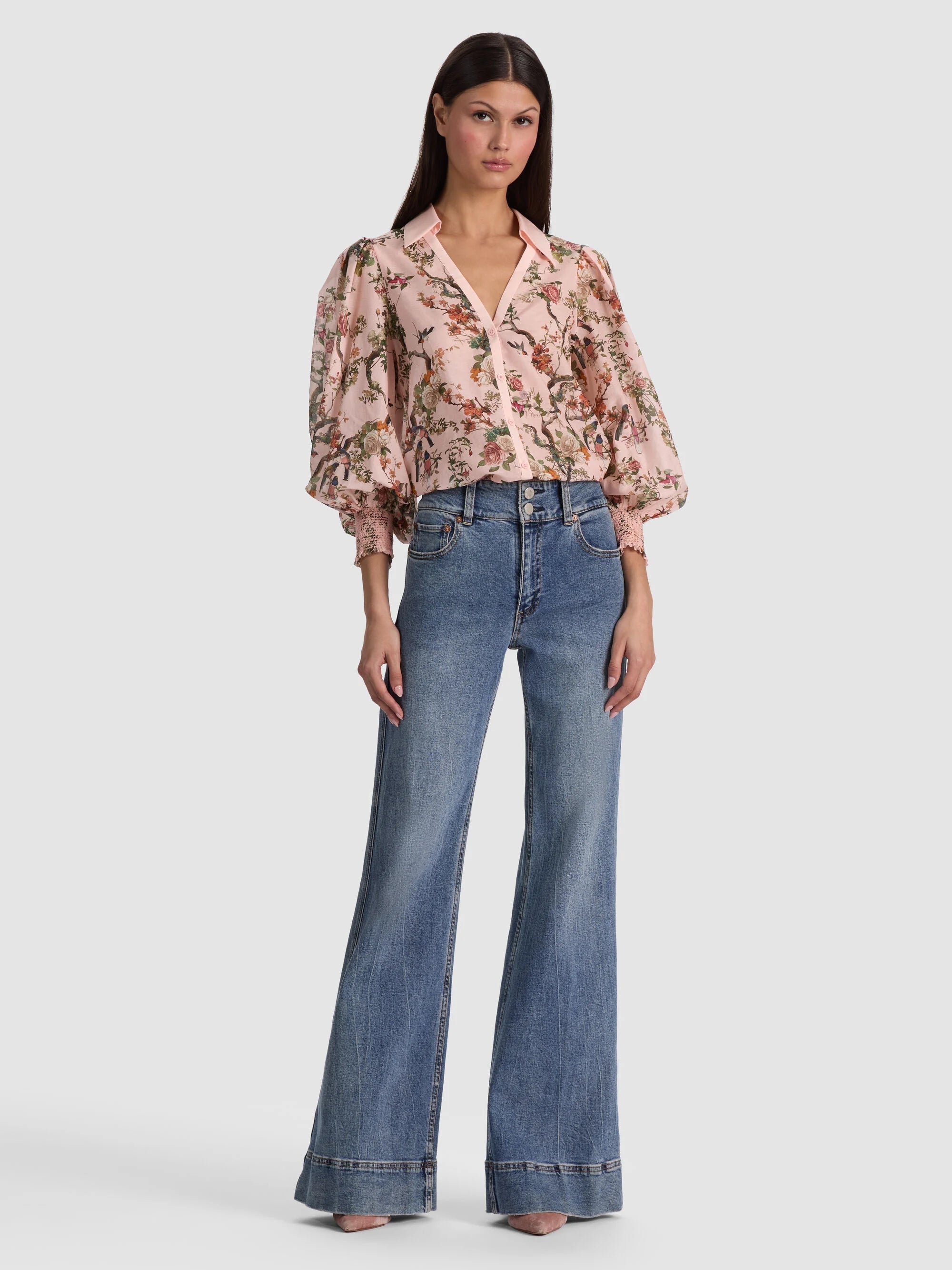 Alice + Olivia Charis Button Down Blouse Sunset Grove