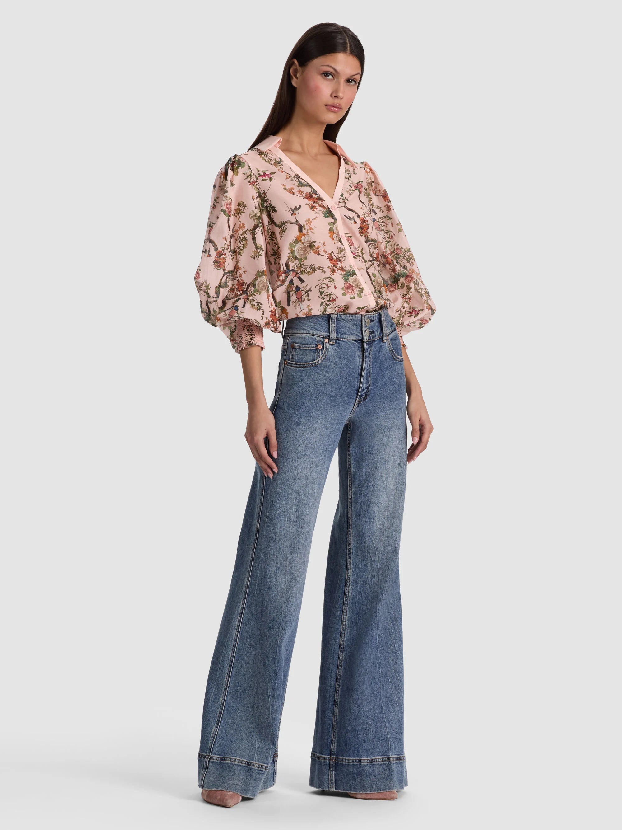 Alice + Olivia Charis Button Down Blouse Sunset Grove