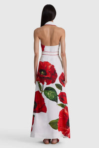 Alice + Olivia Chassidy Halter Maxi Dress Summer Poppy