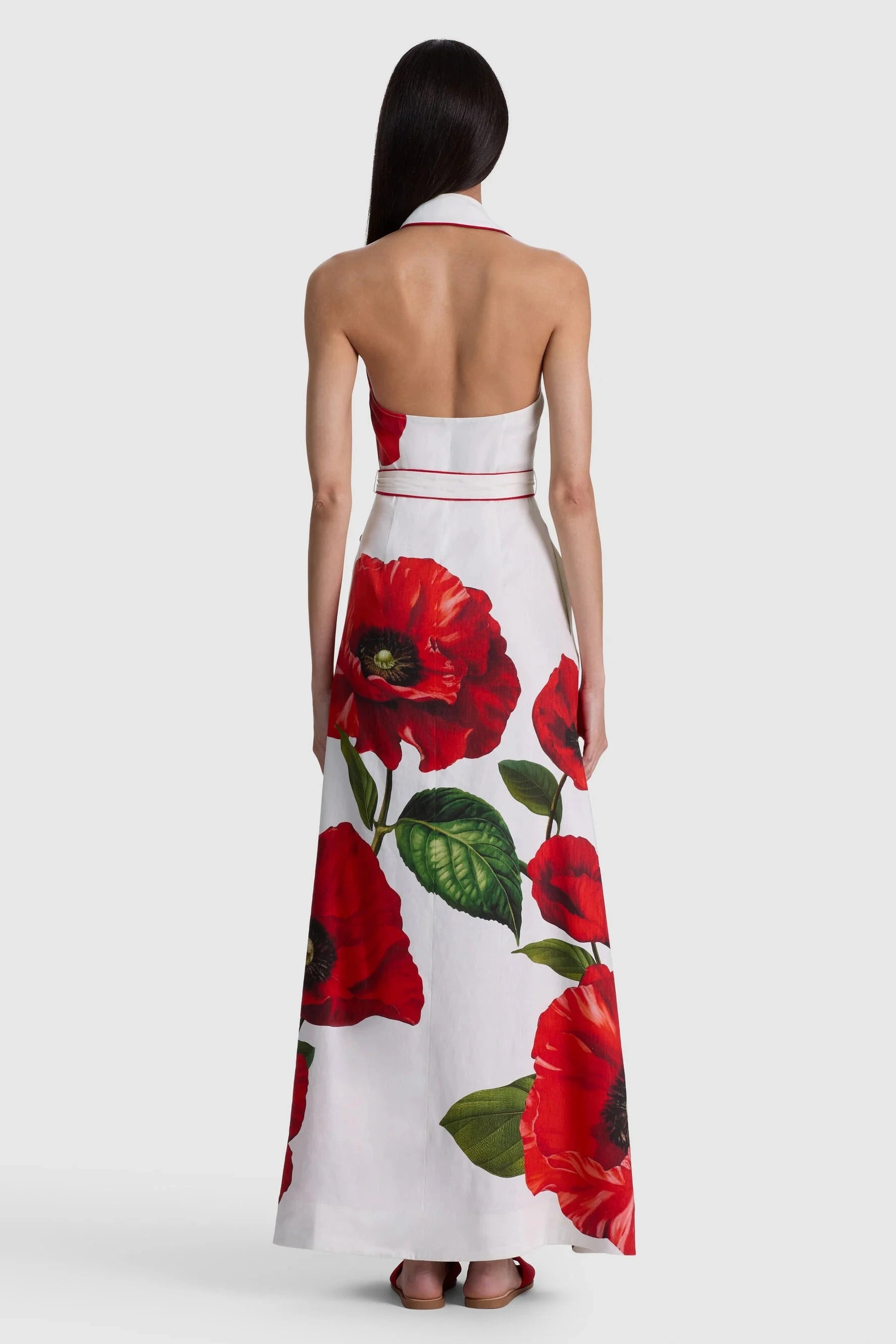 Alice + Olivia Chassidy Halter Maxi Dress Summer Poppy