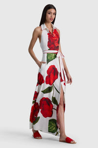 Alice + Olivia Chassidy Halter Maxi Dress Summer Poppy