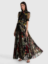 Alice + Olivia Katz Asymmetrical Pleated Maxi Mini Skirt Free Spirit