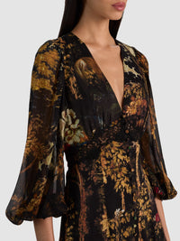 Alice + Olivia Irene Cutaway Lace Tie Back Mini Dress Wistful Woods