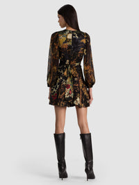 Alice + Olivia Irene Cutaway Lace Tie Back Mini Dress Wistful Woods