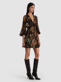 Alice + Olivia Irene Cutaway Lace Tie Back Mini Dress Wistful Woods