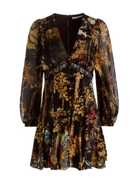 Alice + Olivia Irene Cutaway Lace Tie Back Mini Dress Wistful Woods