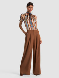 Alice + Olivia Brentley Tie Neck Short Sleeve Blouse Grand Affair