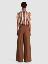 Alice + Olivia Brentley Tie Neck Short Sleeve Blouse Grand Affair