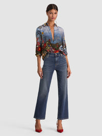Alice + Olivia Willa Silk Blouse Alpine Dawn
