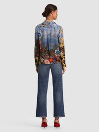 Alice + Olivia Willa Silk Blouse Alpine Dawn