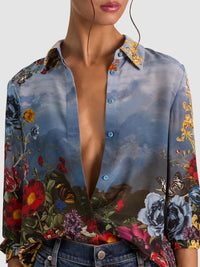 Alice + Olivia Willa Silk Blouse Alpine Dawn