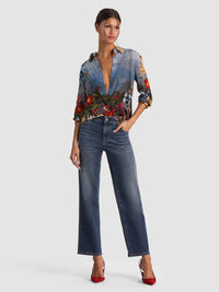 Alice + Olivia Willa Silk Blouse Alpine Dawn