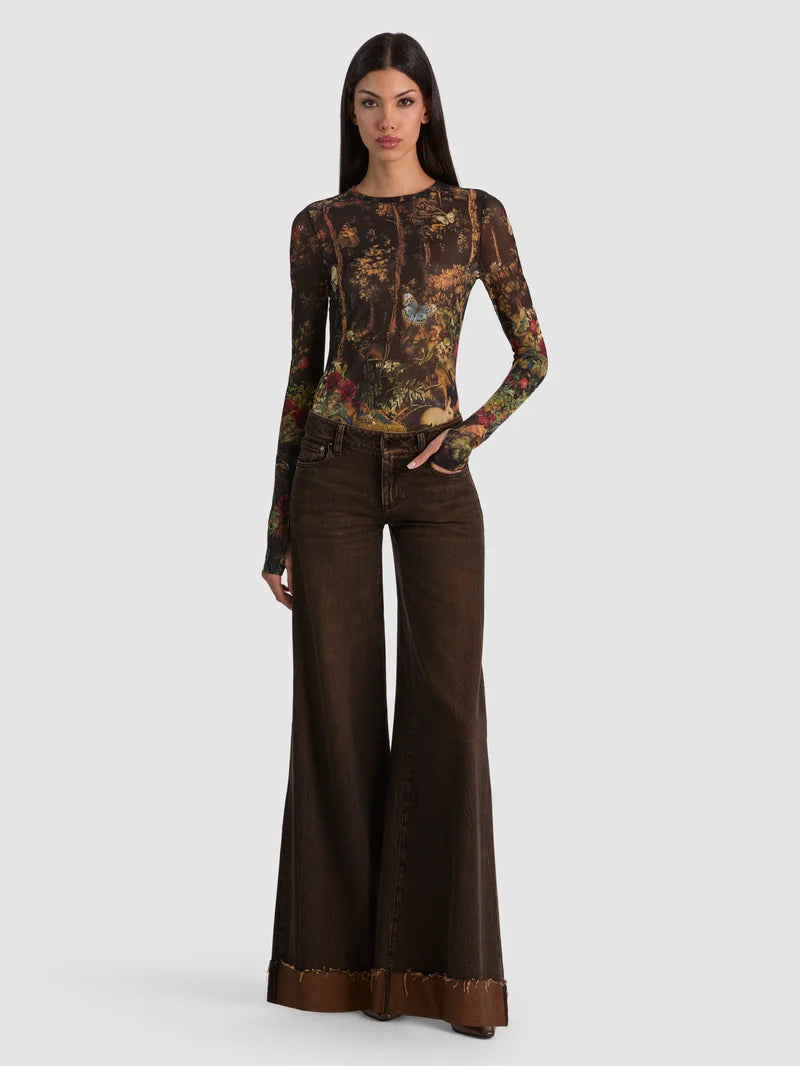Alice + Olivia Delaina Long Sleeve Top Wistful Woods