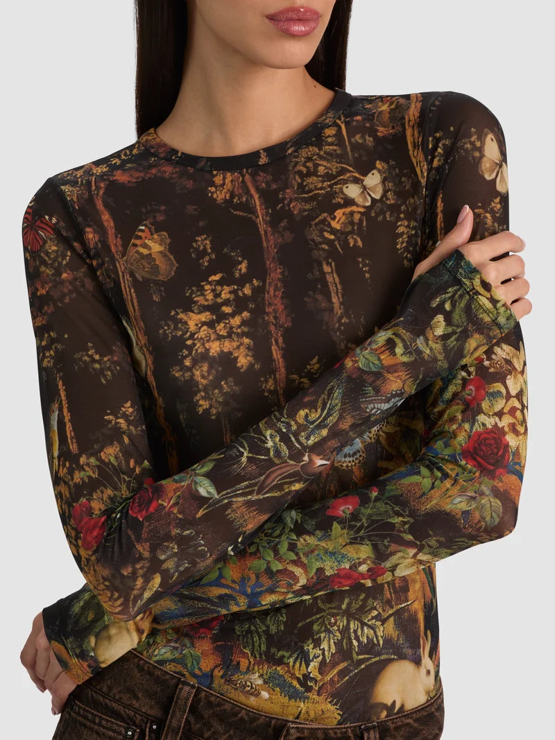 Alice + Olivia Delaina Long Sleeve Top Wistful Woods