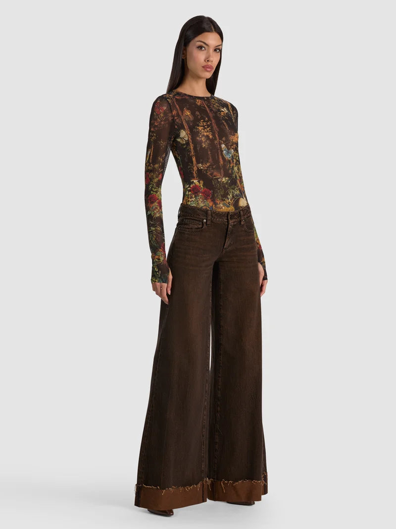 Alice + Olivia Delaina Long Sleeve Top Wistful Woods