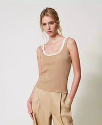 Twinset haut en maille ajusté trompe-l'œil