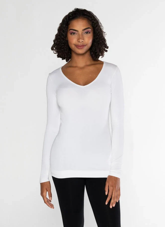 C'est Moi Bamboo L/S V Neck Top