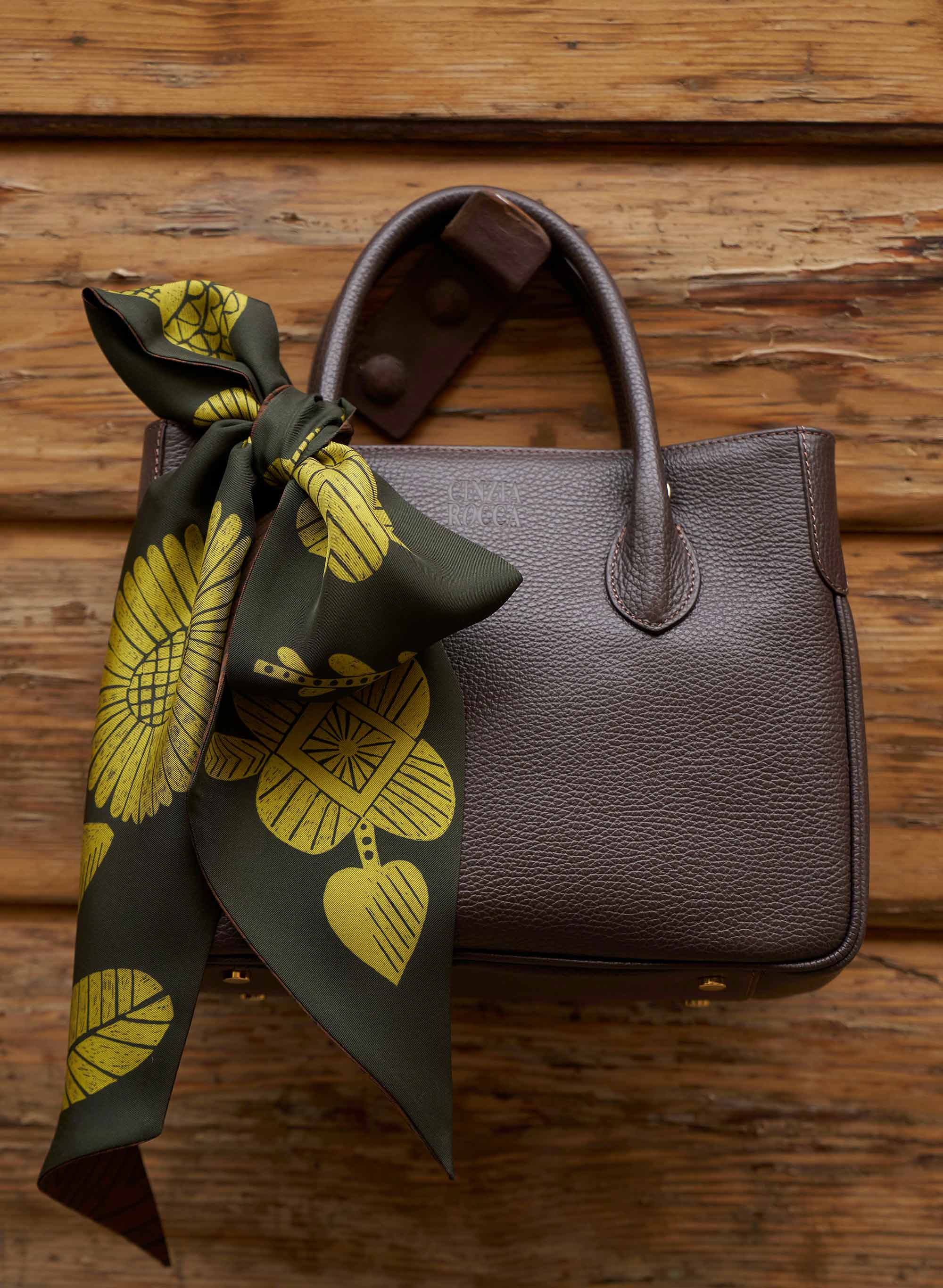 Cinzia Rocca Silk Headband With Geometric Pattern and Leaves - Green