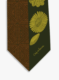 Cinzia Rocca Silk Headband With Geometric Pattern and Leaves - Green