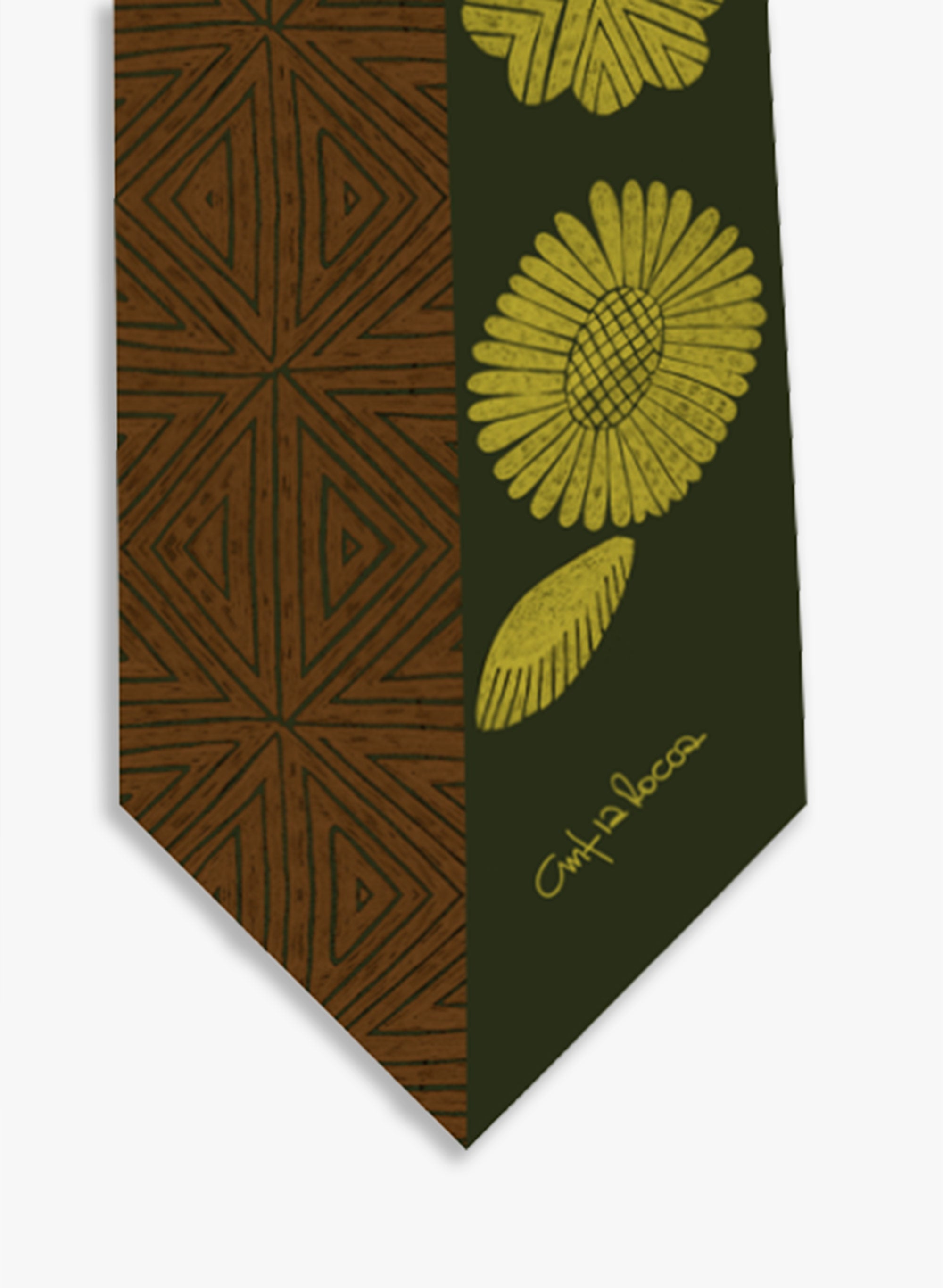 Cinzia Rocca Silk Headband With Geometric Pattern and Leaves - Green