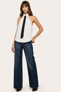 L'Agence Wren Necktie Halter Top White/Black
