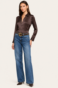 L'Agence Tyler Long-Sleeve Blouse Dark Java