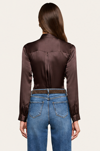 L'Agence Tyler Long-Sleeve Blouse Dark Java