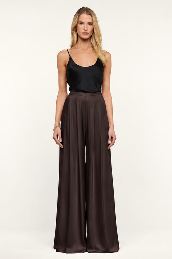 L'Agence Nova Pleated Pant Dark Java
