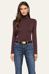 L'Agence Lani Turtleneck Long-Sleeve Sweater Dark Java
