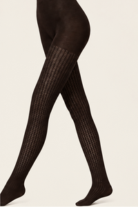 Collants à effet résille en mérinos Wolford 001-11343-4870 Bois foncé
