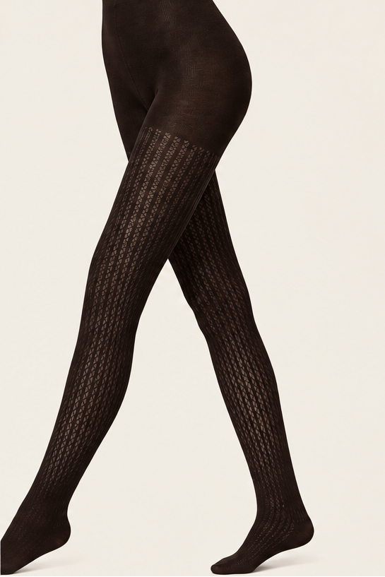 Collants à effet résille en mérinos Wolford 001-11343-4870 Bois foncé