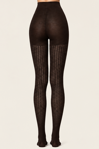 Collants à effet résille en mérinos Wolford 001-11343-4870 Bois foncé