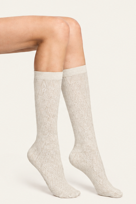 Chaussettes en coton motif losanges Wolford 001-45069-1168 Crème fouettée