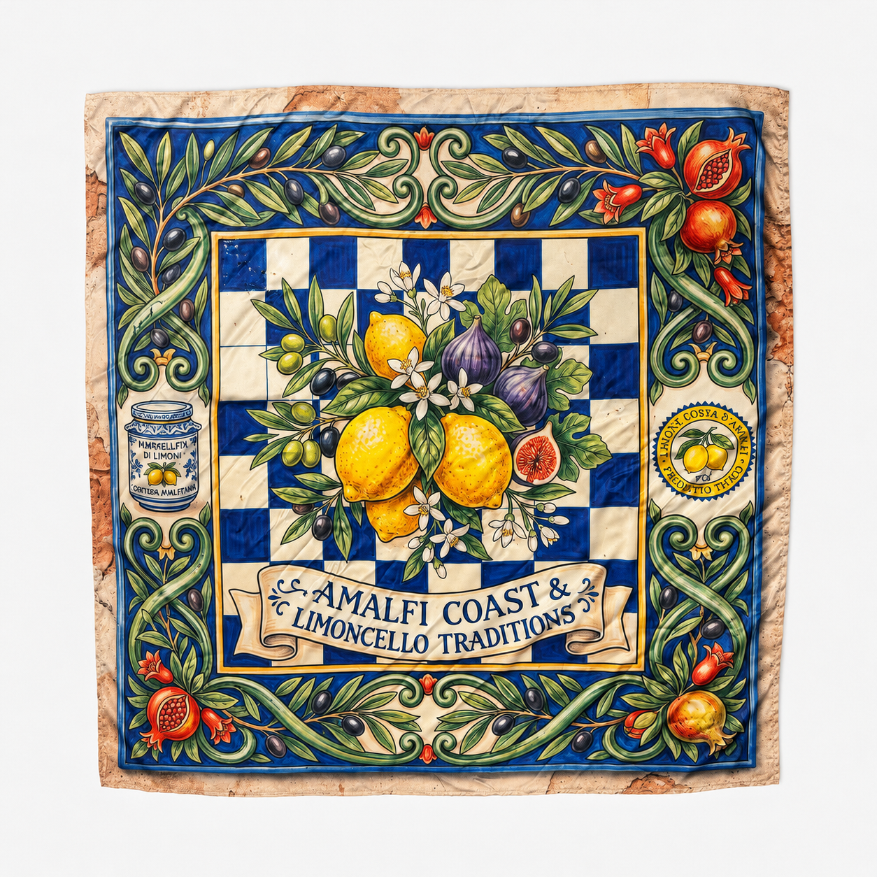 Très Chic Printed Silk Scarf Lemon