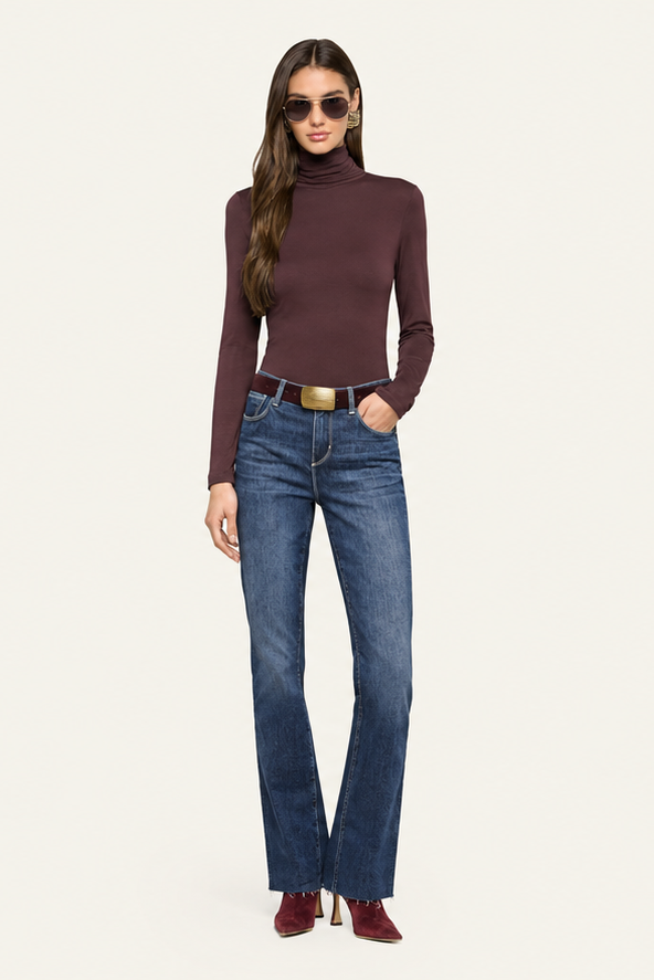 L'Agence Lani Turtleneck Long-Sleeve Sweater Dark Java