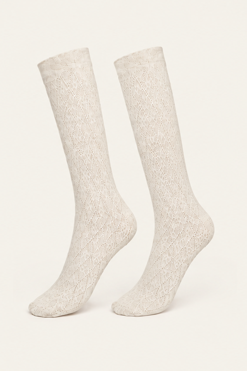 Chaussettes en coton motif losanges Wolford 001-45069-1168 Crème fouettée