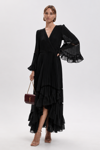 Twinset Pleated Dress With Ruffles - Nero