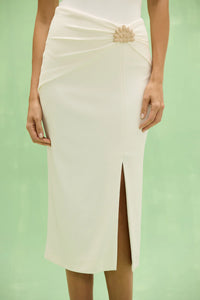 PatBO Cora Knit Skirt Off White