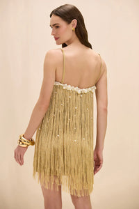 PatBo Aurea Crochet Mini Dress - Gold