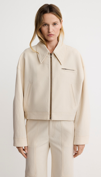 Veste Courte à Fermeture Éclair Smythe Crème