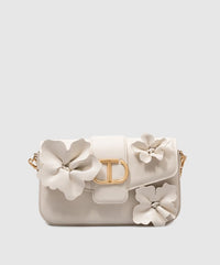 Sac messager en cuir Twinset avec appliqués en fleurs