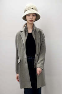 Cinzia Rocca Wool Blend Sing-Breasted Coat W/ Dickey