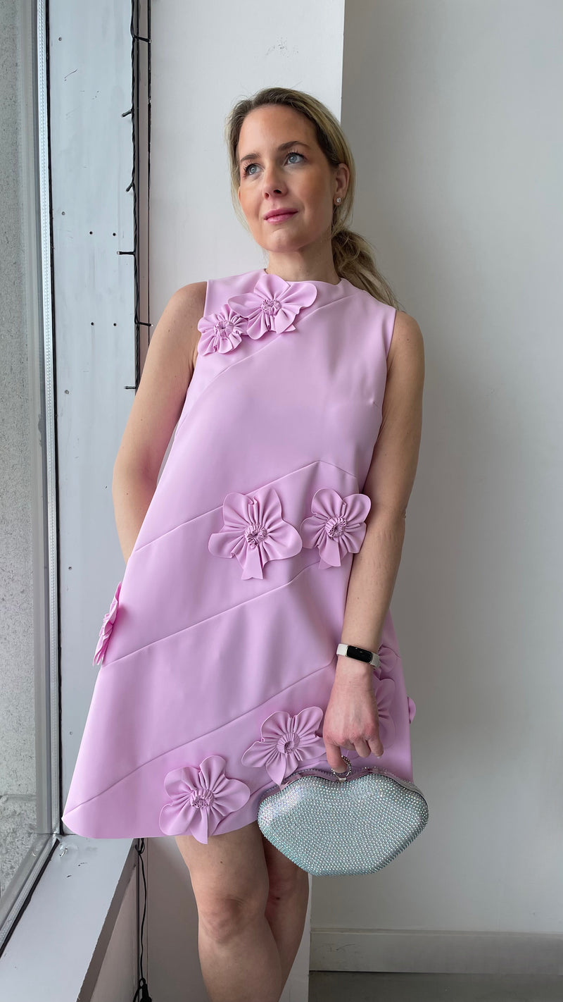 Greta Constantine Elodie Seamed-Floral Babydoll Dress